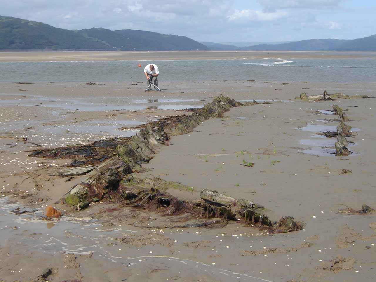 Remains of a Slate Schooner (Hulk 1) at Ynyslas Beach on the south bank of the River Dovey